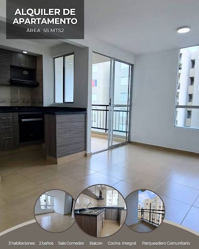 Apartamento en arriendo Valle Del Cauca Cali Parcelacion Piedra Grande 61 m2 Habitaciones 3 Baños 2 Garajes 0 Precio $1350000