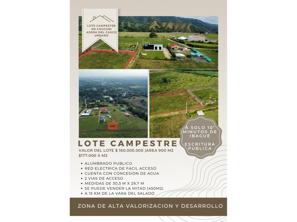 Lote en venta Tolima Ibagué Ibagué 900 m2 Habitaciones 0 Baños 0 Garajes 0 Precio $160000000