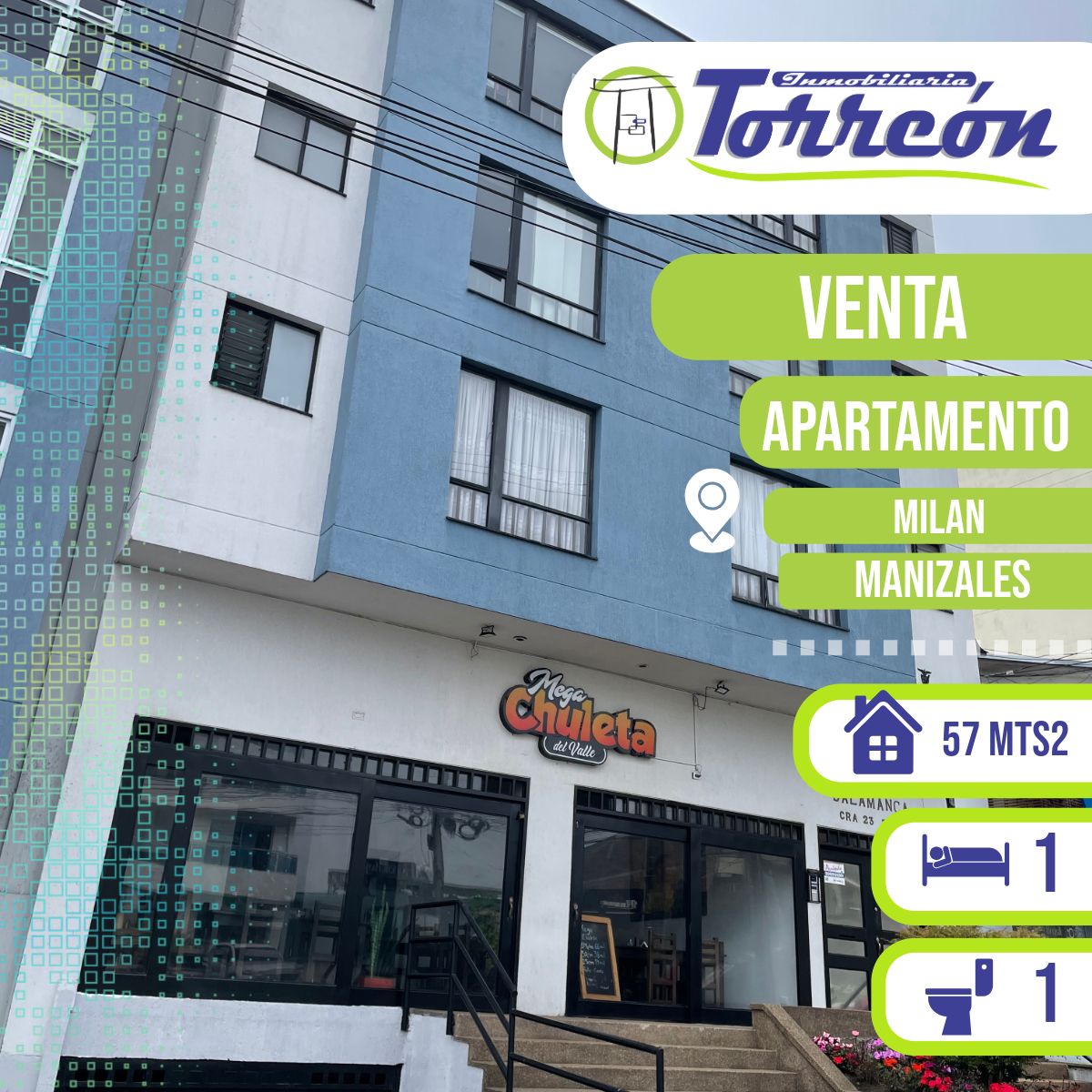 Apartamento en venta Caldas Manizales Milán 57 m2 Habitaciones 2 Baños 2 Garajes 1 Precio $250000000