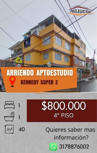 Apartamento en arriendo Cundinamarca Bogotá Inem Kennedy 40 m2 Habitaciones 1 Baños 1 Garajes 0 Precio $800000