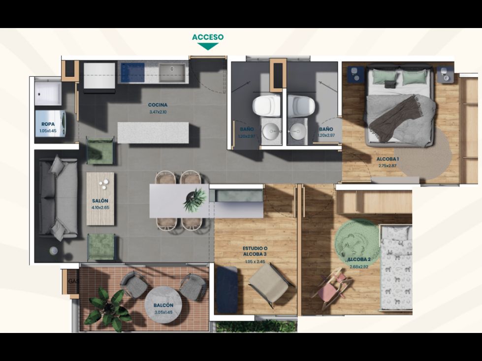 Apartamento en venta Antioquia La Ceja Ofir 61 m2 Habitaciones 3 Baños 2 Garajes 1 Precio $375000000