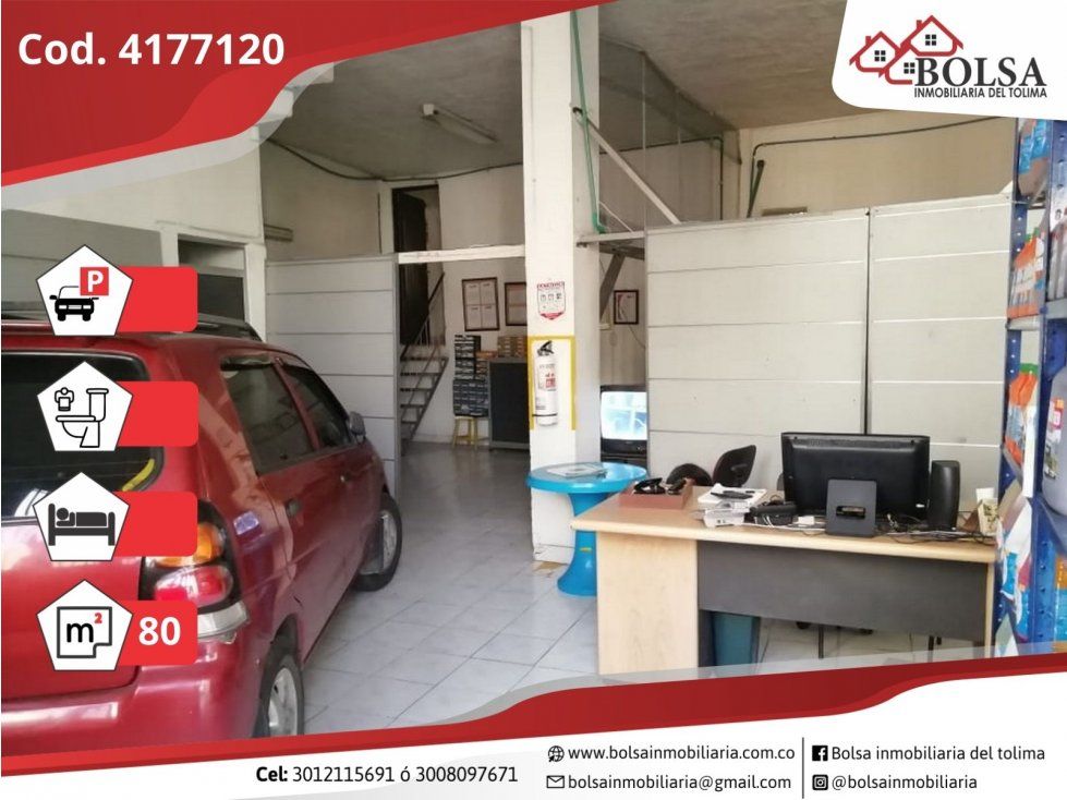 Local en venta Tolima Ibagué Hipodromo 80 m2 Habitaciones 0 Baños 0 Garajes 0 Precio $320000000