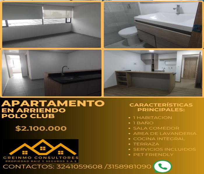 Apartamento en arriendo Cundinamarca Bogotá Polo Club 42 m2 Habitaciones 1 Baños 1 Garajes 0 Precio $2100000