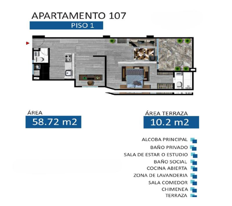 Apartamento en venta Cundinamarca Bogotá Niza Norte 58 m2 Habitaciones 1 Baños 2 Garajes 2 Precio $571146000