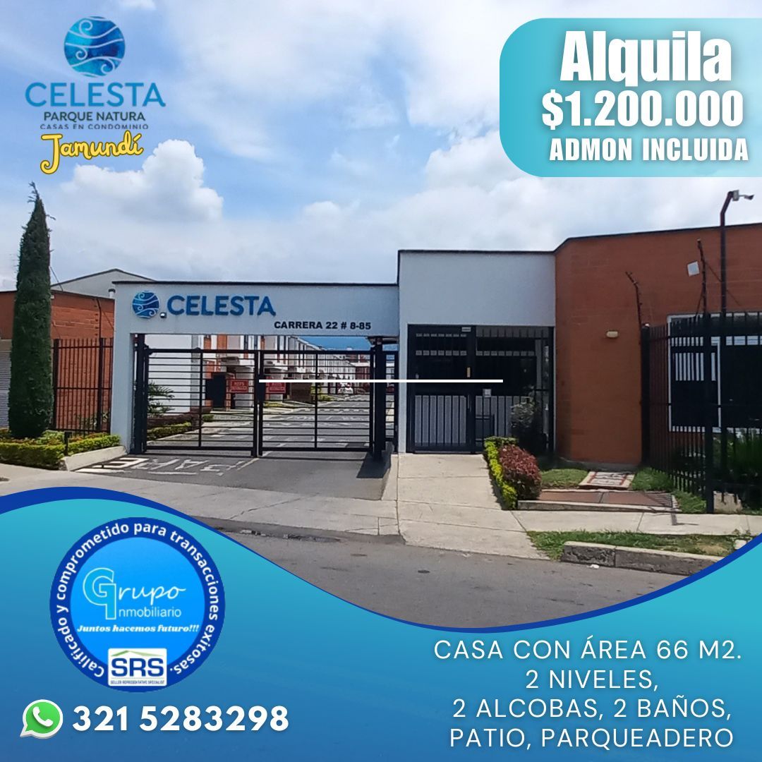 Casa en arriendo Valle Del Cauca Jamundí Llanuras De Castillo 66 m2 Habitaciones 2 Baños 2 Garajes 1 Precio $1100000