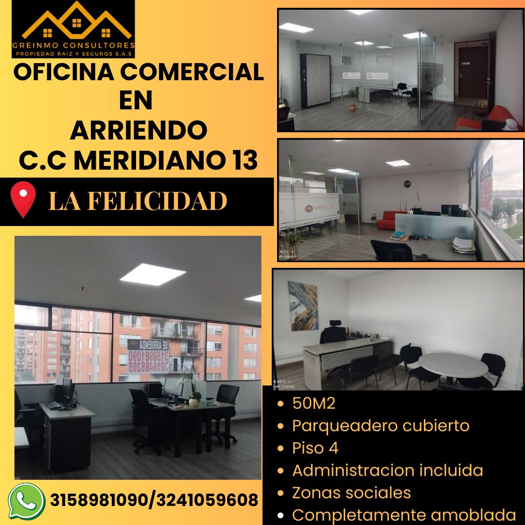 Oficina en arriendo Cundinamarca Bogotá La Felicidad 50 m2 Habitaciones 0 Baños 0 Garajes 1 Precio $3600000
