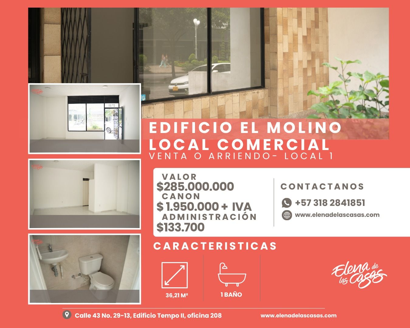 Local en arriendo o venta Santander Bucaramanga Mejoras Públicas 36 m2 Habitaciones 0 Baños 1 Garajes 0 Precio venta $285000000 Precio arriendo $2084000