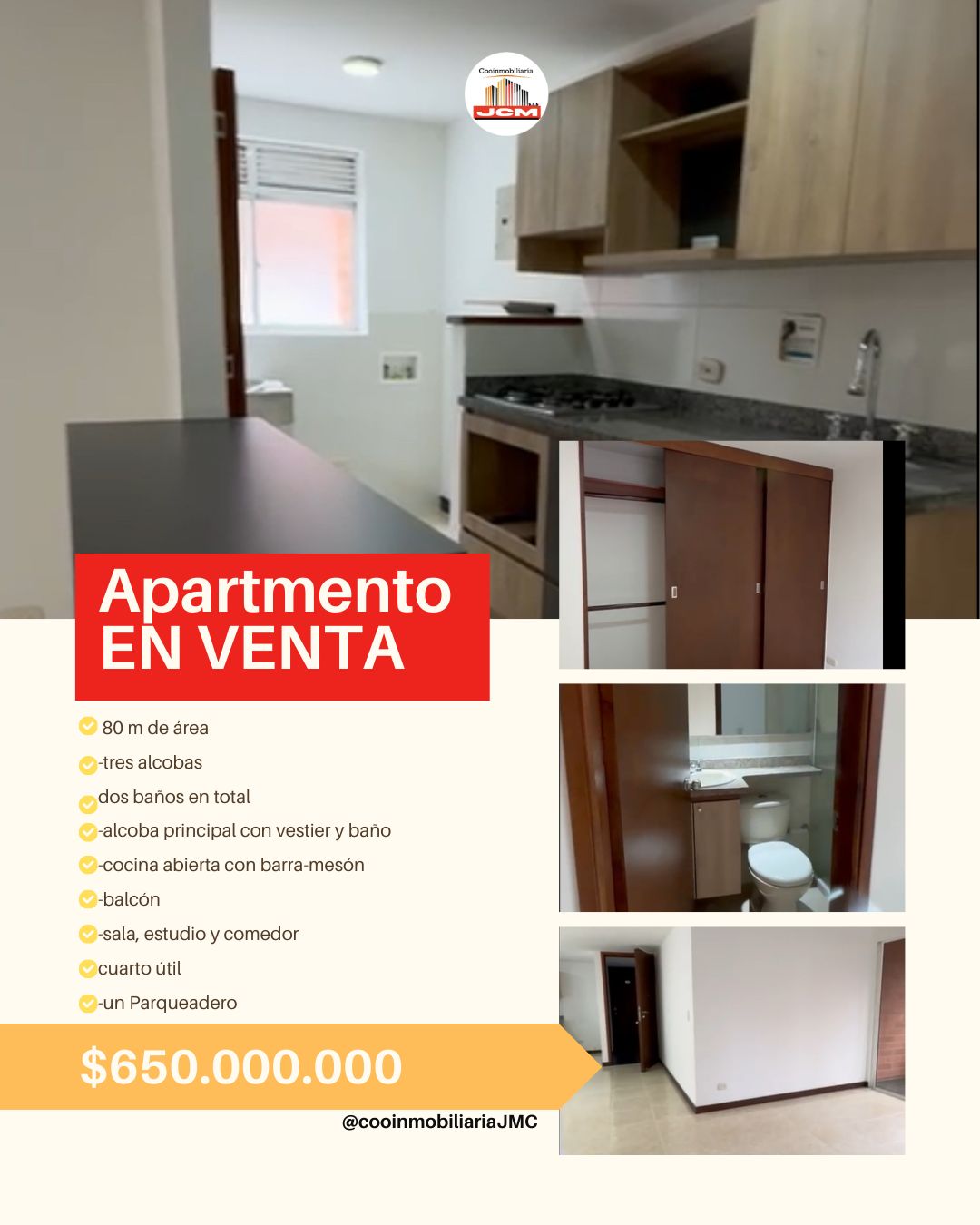 Apartamento en venta Antioquia Medellín Chile 80 m2 Habitaciones 3 Baños 2 Garajes 1 Precio $650000000