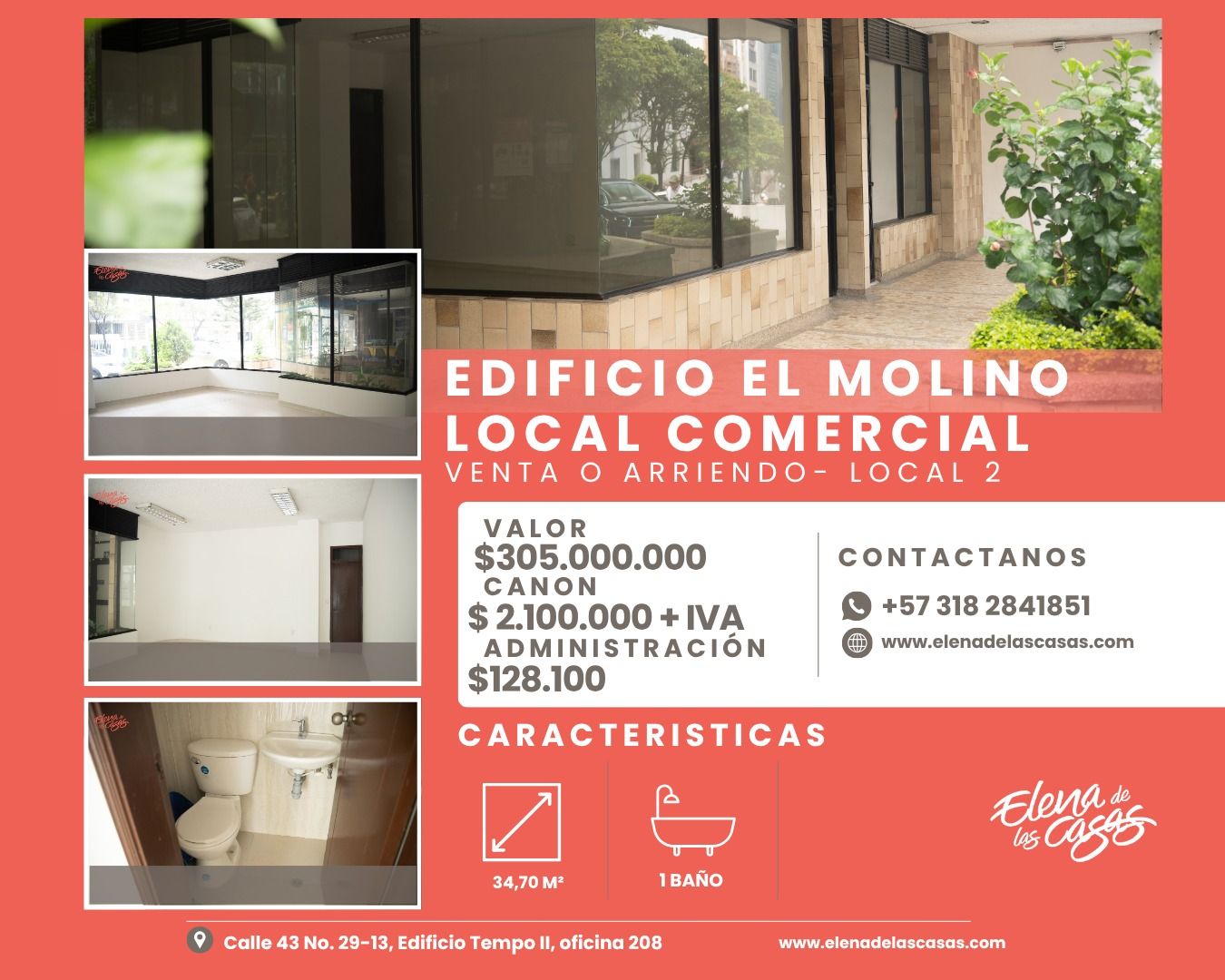 Local en arriendo o venta Santander Bucaramanga Mejoras Públicas 34 m2 Habitaciones 0 Baños 0 Garajes 1 Precio venta $305000000 Precio arriendo $2228100