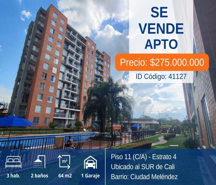Apartamento en venta Valle Del Cauca Cali Conjunto Residencial Mirador De La Alameda 64 m2 Habitaciones 3 Baños 2 Garajes 1 Precio $275000000