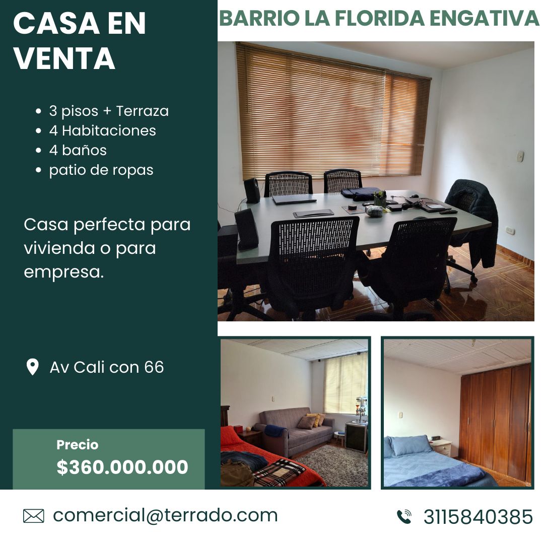 Casa en venta Cundinamarca Bogotá Florida Blanca 110 m2 Habitaciones 4 Baños 4 Garajes 0 Precio $360000000