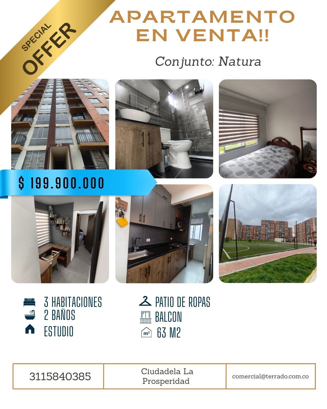 Apartaestudio en venta Cundinamarca Madrid Sosiego 62 m2 Habitaciones 3 Baños 2 Garajes 0 Precio $199900000