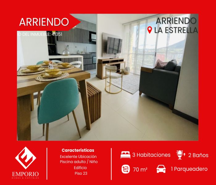 Apartamento en arriendo Antioquia La Estrella Ancón San Martín 70 m2 Habitaciones 3 Baños 2 Garajes 1 Precio $4850000