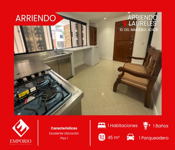 Apartaestudio en arriendo Antioquia Medellín San Joaquin 45 m2 Habitaciones 1 Baños 1 Garajes 1 Precio $3000000