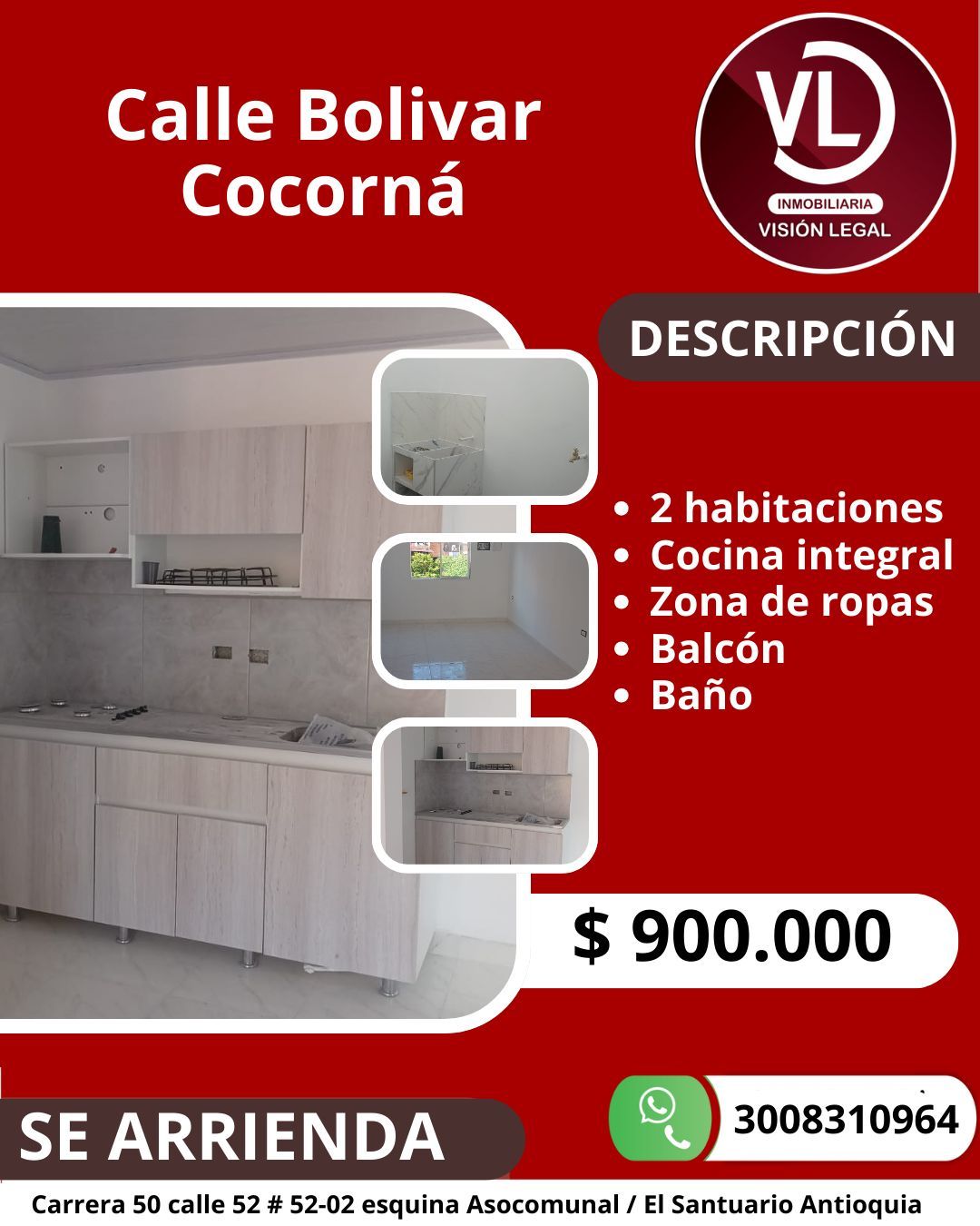 Apartamento en arriendo Antioquia Cocorná Vereda El Cedro 56 m2 Habitaciones 2 Baños 1 Garajes 0 Precio $700000