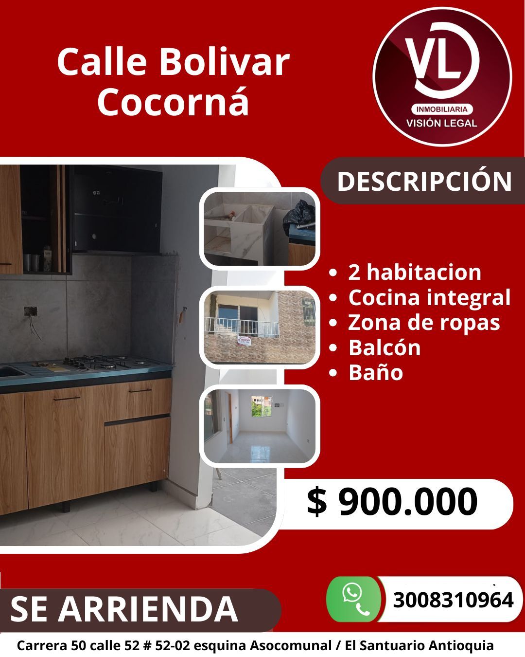 Apartamento en arriendo Antioquia Cocorná Vereda El Cedro 56 m2 Habitaciones 2 Baños 1 Garajes 0 Precio $700000