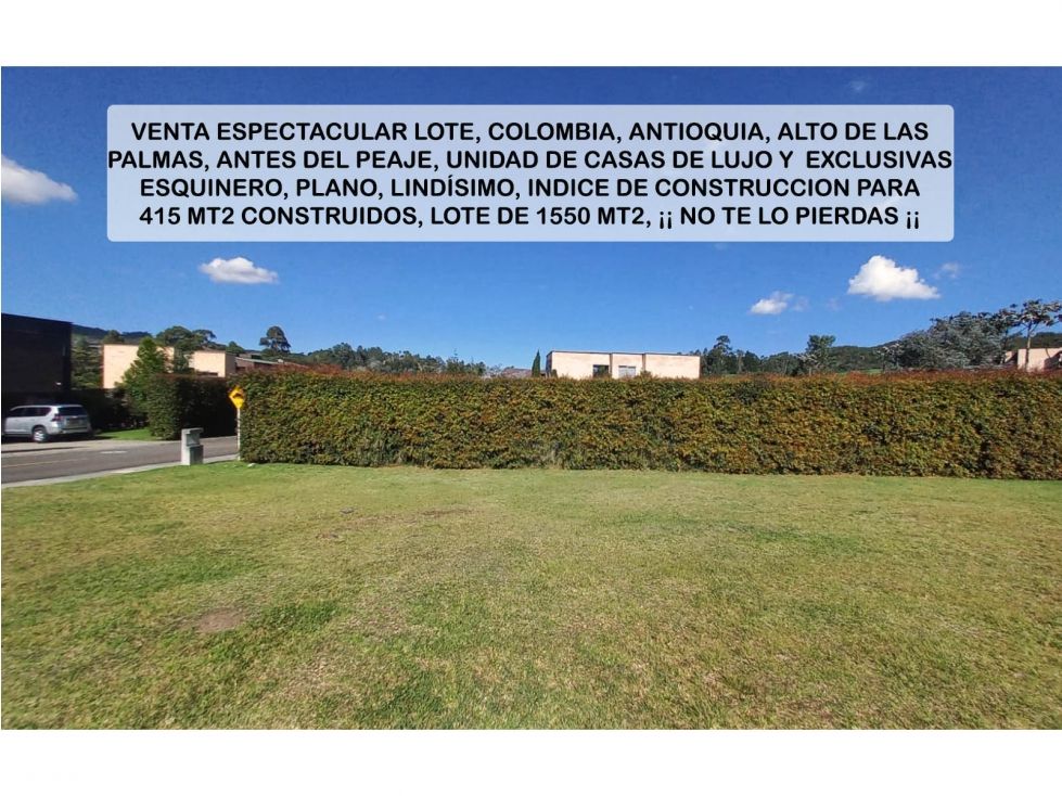 Lote en venta Antioquia Envigado Zúñiga 1545 m2 Habitaciones 0 Baños 0 Garajes 0 Precio $1500000000