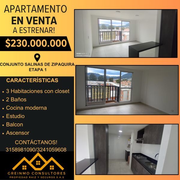 Apartamento en venta Cundinamarca Zipaquirá Arboleda San Rafael 60 m2 Habitaciones 3 Baños 2 Garajes 0 Precio $230000000