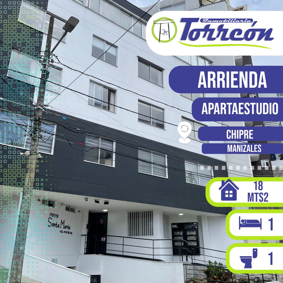 Apartaestudio en arriendo Caldas Manizales La Atalaya 18 m2 Habitaciones 1 Baños 1 Garajes 0 Precio $800000