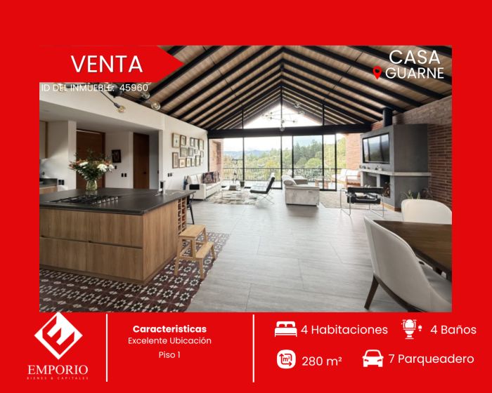 Casa en venta Antioquia Guarne Guarne 280 m2 Habitaciones 4 Baños 4 Garajes 7 Precio $2200000000