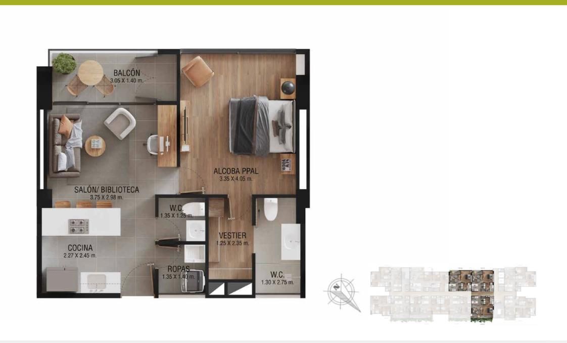Apartaestudio en venta Antioquia Rionegro Cuatro Esquinas 53 m2 Habitaciones 1 Baños 2 Garajes 1 Precio $492000000