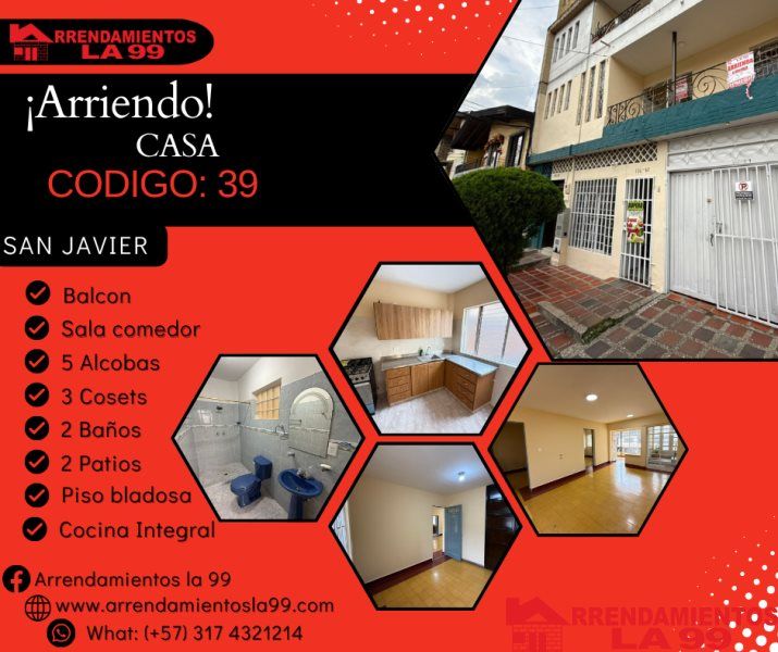 Casa en arriendo Antioquia Medellín San Javier No1 150 m2 Habitaciones 5 Baños 2 Garajes 0 Precio $2800000