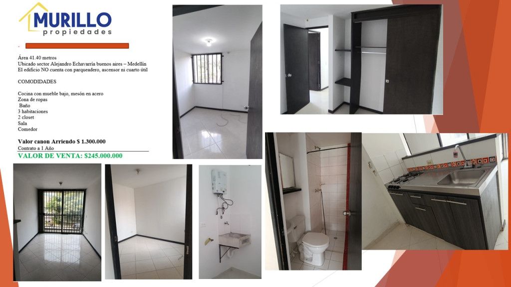 Apartamento en venta Antioquia Medellín La Milagrosa 41 m2 Habitaciones 3 Baños 1 Garajes 0 Precio $245000000
