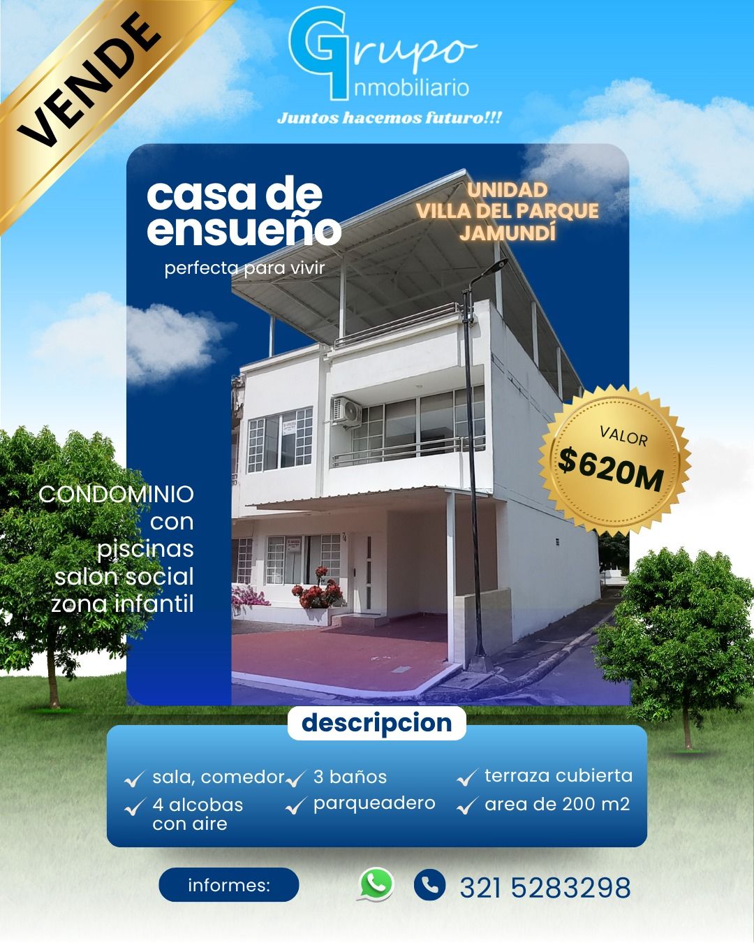 Casa en arriendo o venta Valle Del Cauca Jamundí Alferez Real 240 m2 Habitaciones 4 Baños 3 Garajes 1 Precio venta $620000000 Precio arriendo $3044000