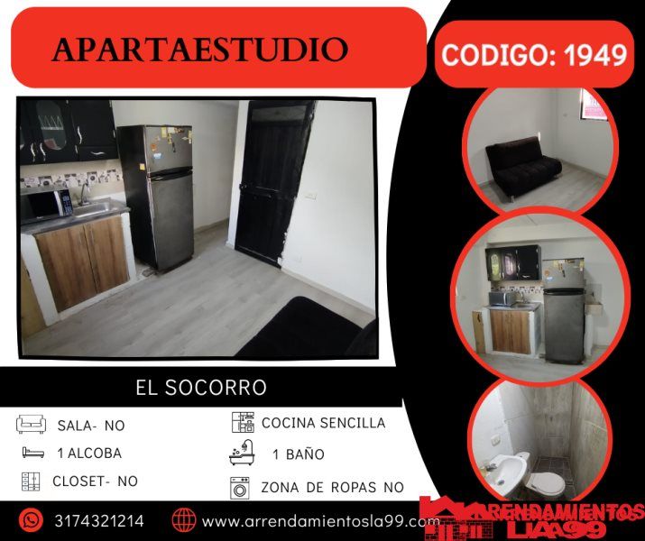 Apartaestudio en arriendo Antioquia Medellín Antonio Nariño 15 m2 Habitaciones 1 Baños 1 Garajes 0 Precio $580000