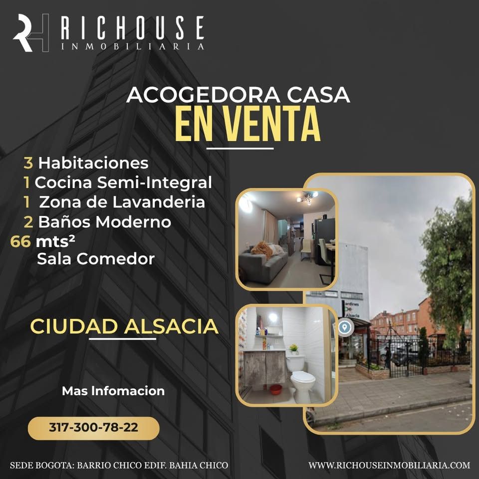 Casa en venta Cundinamarca Bogotá Cr Jardines De Alsacia 66 m2 Habitaciones 3 Baños 2 Garajes 0 Precio $290000000