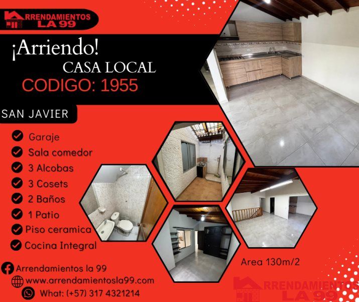 Casa en arriendo Antioquia Medellín El Socorro 130 m2 Habitaciones 3 Baños 2 Garajes 1 Precio $2300000