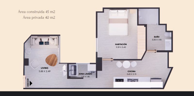 Apartamento en venta Antioquia Itagüí San Isidro 46 m2 Habitaciones 2 Baños 1 Garajes 0 Precio $211600000