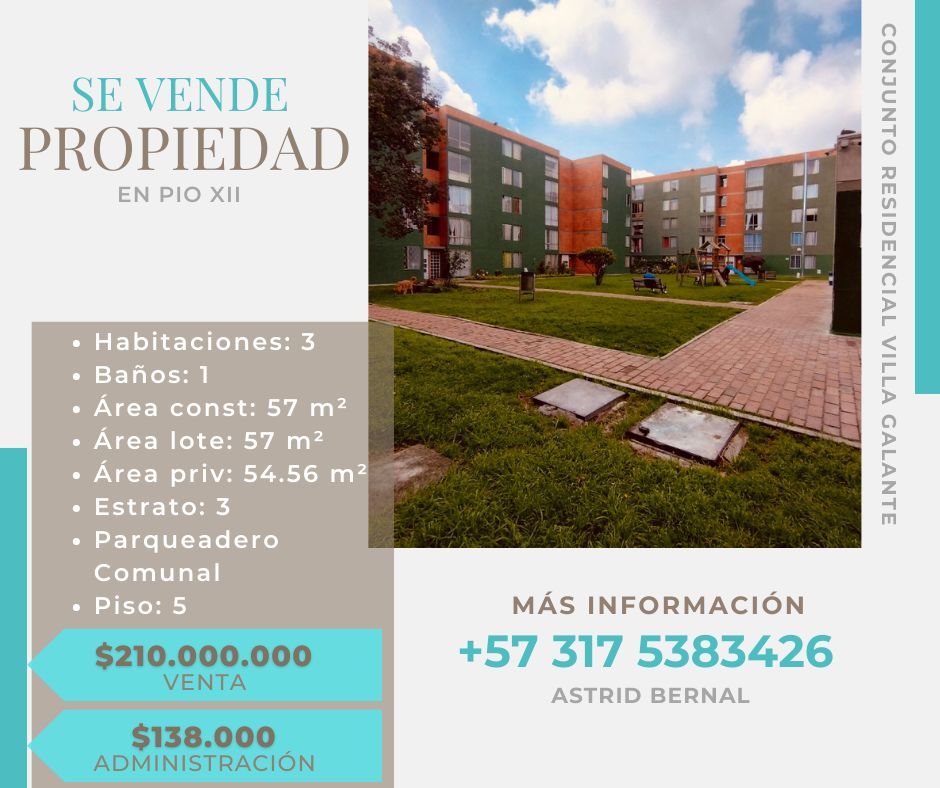 Apartamento en venta Cundinamarca Bogotá Cjr Villa Galante 57 m2 Habitaciones 3 Baños 1 Garajes 1 Precio $210000000