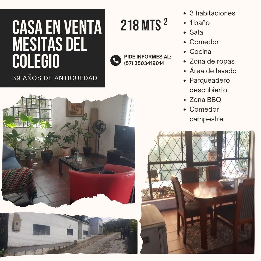 Casa en venta Cundinamarca El Colegio El Colegio 360 m2 Habitaciones 3 Baños 1 Garajes 1 Precio $320000000