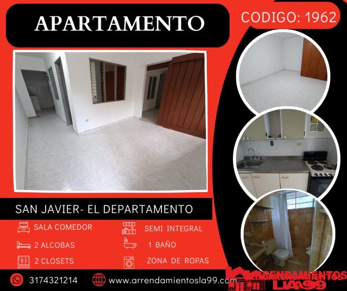 Apartamento en arriendo Antioquia Medellín San Javier No2 58 m2 Habitaciones 2 Baños 1 Garajes 0 Precio $1600000