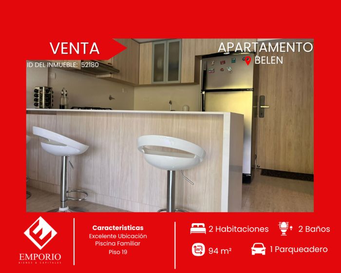 Apartamento en venta Antioquia Medellín Loma De Los Bernal 94 m2 Habitaciones 2 Baños 2 Garajes 1 Precio $880000000
