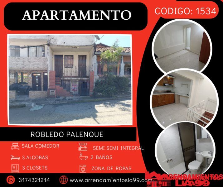 Apartamento en arriendo Antioquia Medellín Palenque 70 m2 Habitaciones 3 Baños 2 Garajes 0 Precio $1350000
