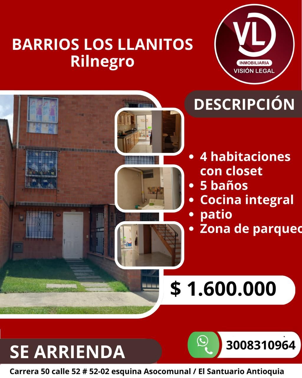 Apartamento en arriendo Antioquia Rionegro Los Llanos 130 m2 Habitaciones 4 Baños 5 Garajes 2 Precio $1600000