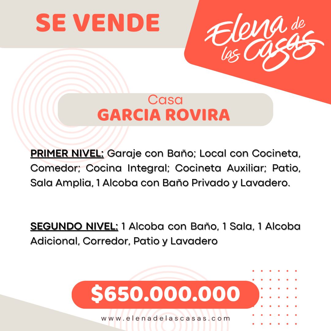 Casa en venta Santander Bucaramanga Garcia Rovira 219 m2 Habitaciones 3 Baños 3 Garajes 1 Precio $650000000