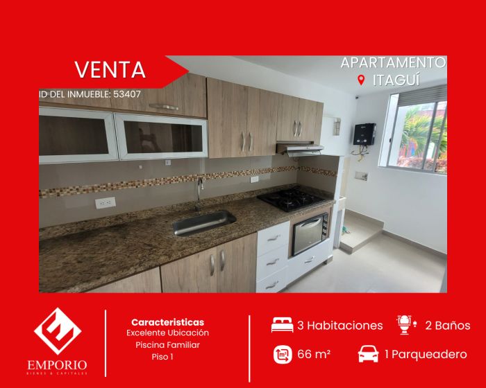 Apartamento en venta Antioquia Itagüí Cr Villasol 66 m2 Habitaciones 3 Baños 2 Garajes 1 Precio $350000000