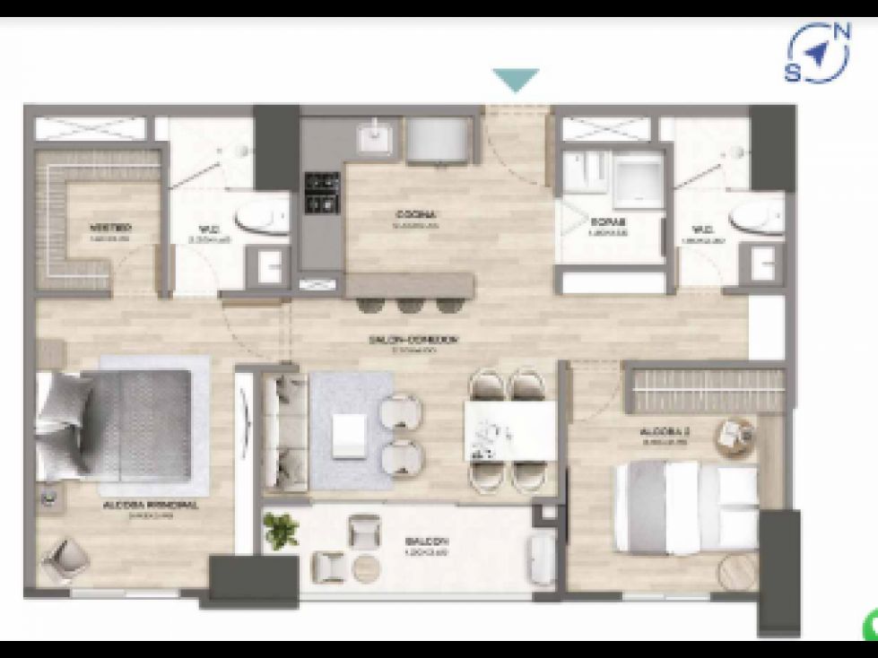 Apartamento en venta Antioquia Envigado Alcalá 68 m2 Habitaciones 2 Baños 2 Garajes 1 Precio $760000000