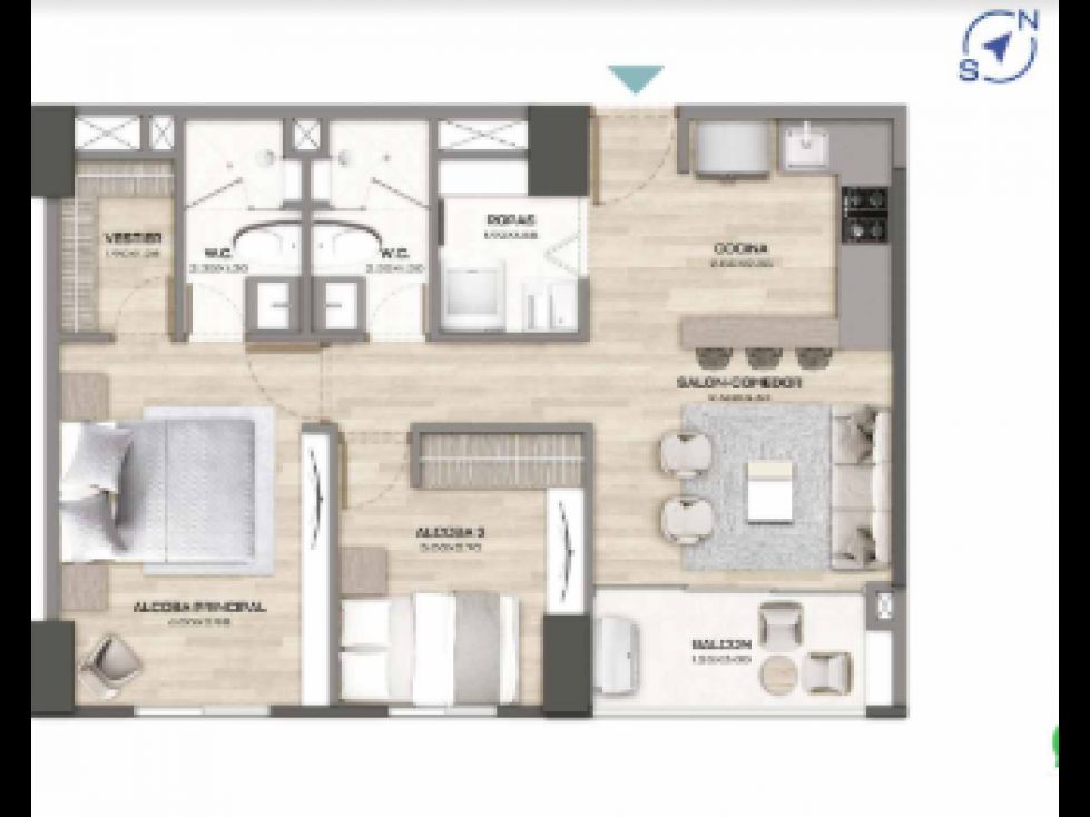 Apartamento en venta Antioquia Envigado Alcalá 62 m2 Habitaciones 2 Baños 2 Garajes 1 Precio $710000000