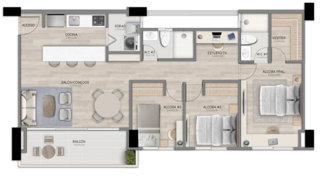 Apartamento en venta Antioquia Medellín Fatima 87 m2 Habitaciones 3 Baños 2 Garajes 1 Precio $920000000