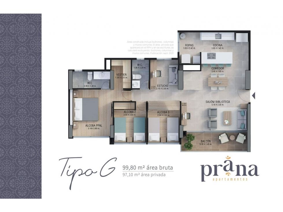 Apartamento en venta Antioquia Envigado Pontevedra 99 m2 Habitaciones 3 Baños 2 Garajes 2 Precio $790000000