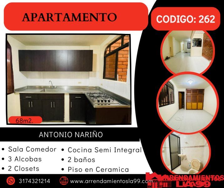 Apartamento en venta Antioquia Medellín Antonio Nariño 84 m2 Habitaciones 3 Baños 2 Garajes 1 Precio $400000000