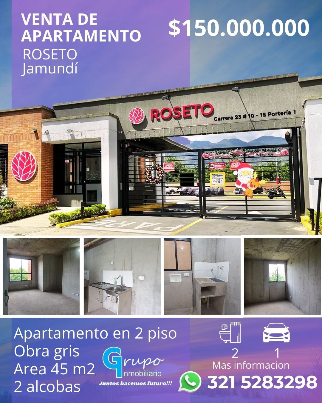 Apartamento en venta Valle Del Cauca Jamundí Cn Portales De Verde Horizonte 45 m2 Habitaciones 2 Baños 2 Garajes 1 Precio $150000000