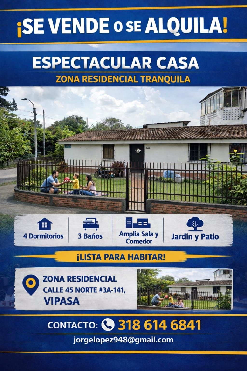 Casa en arriendo Valle Del Cauca Cali Vipasa 278 m2 Habitaciones 4 Baños 3 Garajes 1 Precio $4000000
