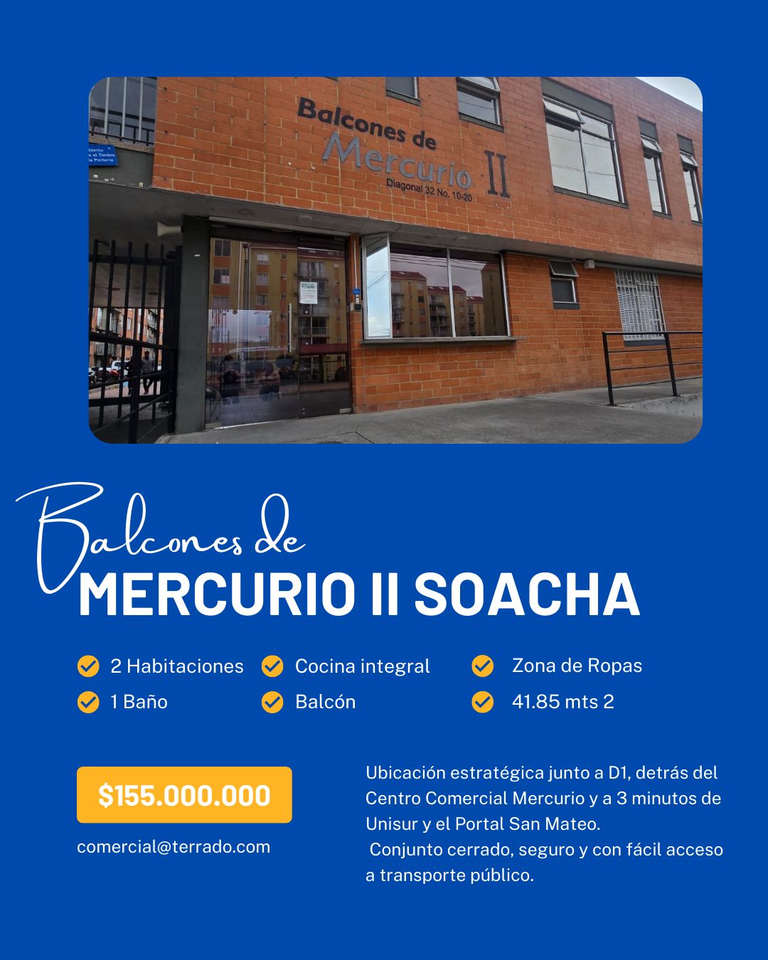 Apartamento en venta Cundinamarca Soacha Ub Balcones De Mercurio Et Ii 41 m2 Habitaciones 2 Baños 1 Garajes 0 Precio $155000000