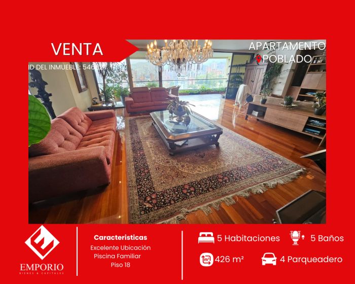 Apartamento en venta Antioquia Medellín Los Balsos No2 426 m2 Habitaciones 5 Baños 5 Garajes 4 Precio $4100000000