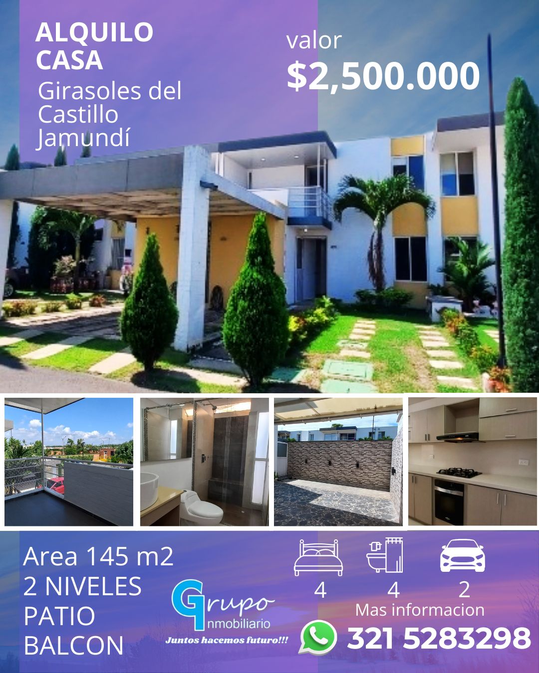 Casa en arriendo Valle Del Cauca Jamundí Alferez Real 147 m2 Habitaciones 4 Baños 4 Garajes 2 Precio $2500000